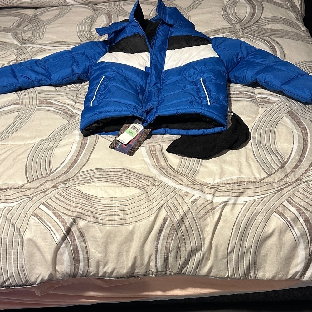 Blue and White Kids Puffer Jacket Brand New with Tags
